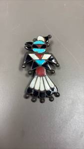 lot 804 image: Zuni inlay bolo sterling and turquoise