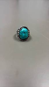 lot 806 image: Sterling silver and turquoise ring