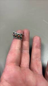lot 808 image: Sterling silver and coral stone ring
