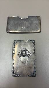 lot 1584 image: Sterling business card holder and note holder