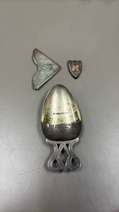 lot 1586 image: Sterling silver teaspoon-tablespoon, and belt tips