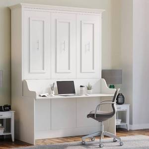 lot 54 image: $2900 Xtraroom Alegra Queen Murphy Bed with Desk  Engineered and Solid Wood Construction  Smooth Painted Finish - No Melamine Used Perfect for a Home Office Guest Bed  Murphy Desk Bed Queen Size