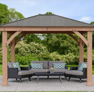 lot 55 image: $1899 Yardistry 12 x 10 Gazebo with Aluminum Roof