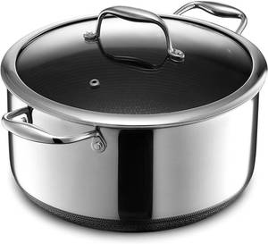 lot 4002 image: $179 HexClad 8QT Hybrid Nonstick Braiser Stock Pot with Lid, Induction Ready