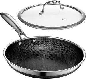 lot 4015 image: $169 HexClad 10 Hybrid Nonstick Frying Pan with Lid, Dishwasher & Oven Safe