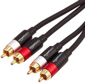 lot 9009 image: Amazon Basics 2 Male RCA Stereo Audio Cable for Hi-Fi System, Amplifier, Active Speakers or Subwoofer with Gold-Plated Connectors, Digital Audio, Stereo Interconnect, 32.9 ft. 10 Meter Feet, Black