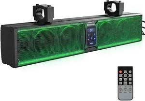 lot 152228 image: Retails for $133 KEMIMOTO 6-Speaker Metal UTV Sound Bar, 25-inch IP65 Waterproof Golf Cart Sound Bar, ATV Speaker Bluetooth with RGB, SxS Soundbar Compatible with Polaris RZR Can-Am w 1.25 in - 2 in Roll Bar