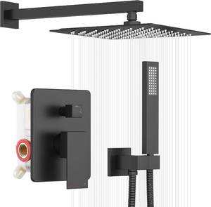 lot 331318 image: Retails for $150 ESNBIA Rain Shower Head with Handheld Spray Combo, 10 Matte Black