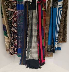 lot 3 image: Collection of 10 Womens Scarves - Various Colors & Sizes - Seem to be in Near New Condition