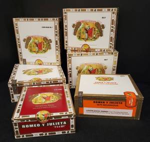 lot 10 image: 6 Vintage Romeo Y Julieta Cigar Boxes