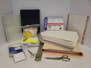 lot 44 image: Office Supplies - Card Stock, Colored Paper, 5x8 Index Cards, Sticky Notes & Labels