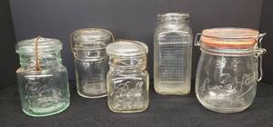 lot 49 image: Vintage Canning Jars Includes Ball & Le JarFait Super