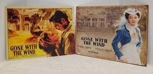 lot 87 image: Pair of Vintage Gone with the Wind Movie Poster Metal Signs - 16in W x 12.5in T
