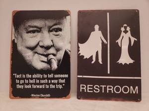 lot 106 image: Vintage Metal Signs - 8in W x 12in T