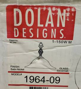 lot 108 image: Pair of Dolan Designs Pendant Light Fixtures New in Boxes - Model #1964-09 - Nickel Finish with Savannah Glass Shades - 16in W