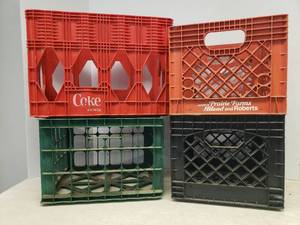 lot 137 image: Vintage Bottle Crates Including Prairie Farms - Highland and Roberts, Kemp Dairy, and Coke - Wichita