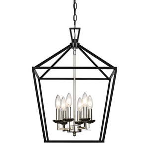 lot 139 image: UnusedIn Box Large Trans Globe Polished Chrome & Black Hanging Entry LightChandelier - Model #10266PCBK