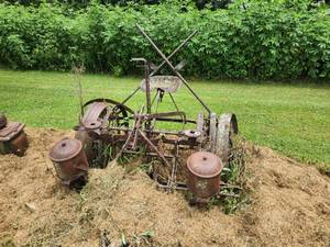 lot 52 image: Antique Horse Drawn Two Row Corn Planter with Original Seat
