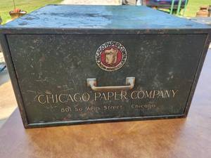 lot 79 image: Antique Chicago Paper Company Advertising Sales Sample Cabinet Acorn Brand