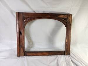 lot 86 image: Antique Victorain Arched Glass Window Sash with Carved Scrollwork