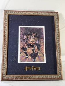 lot 104 image: 2000 Harry Potter Framed Print Beware Fluffy Decorative Wall Art 12.5 x 16 Inches