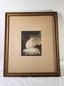 lot 107 image: Antique The Age of Innocence Sir Joshua Reynolds Print in Ornate Gilt Frame