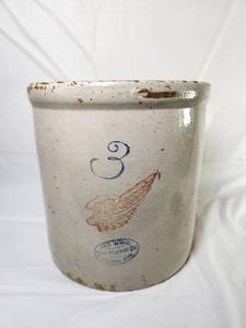 lot 118 image: Antique Red Wing 3 Gallon Stoneware Crock Red Wing Union Stoneware Co.