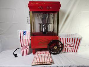 lot 153 image: Old Fashioned Movie Time Popcorn Machine with Accessories