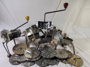 lot 191 image: Big Lot Vintage Mouli Shredders Made in France Multiple Drums&nbsp