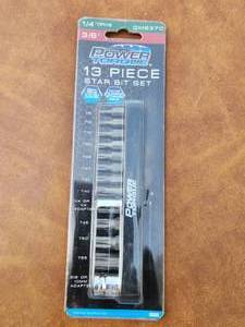 lot 262 image: Power Torque 13-Piece Star Bit Socket Set New