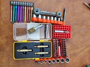 lot 263 image: Tool Set with Socket Wrench Set, Drill Bits, and More