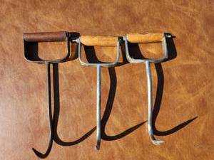 lot 289 image: 3-Piece Set Vintage Hay Forks Wood Handles