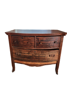 lot 372 image: Antique Bow Front Chest with Ornate Brass Hardware 36x20x30