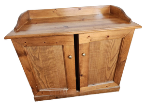 lot 373 image: Rustic Vintage Solid Wood Wing Door Storage CabinetSideboard