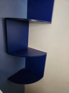 lot 376 image: Blue Wall-Mount Corner Shelving Unit 3-Tier