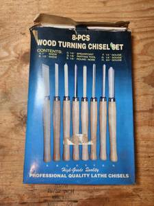 lot 408 image: 8-Piece Wood Turning Chisel Set Professional Quality Lathe Chisels Like New