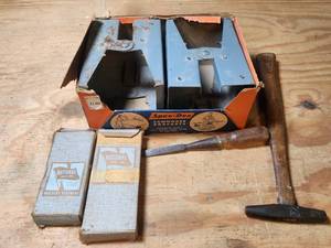 lot 410 image: Tool Lot Spee-Dee Sawhorse Brackets with National Mfg Hardware Accessories