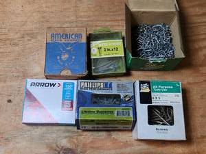 lot 436 image: Fasteners Lot Screws Staples Nails Arrow T50 Wood Screws All Purpose