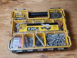 lot 481 image: DeWalt 10 Removable Bins Deep Pro Organizer 17.5 x 14 x 4.5 DWST14825 Full of Hardware