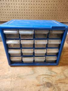 lot 507 image: 16-Drawer Plastic Parts Storage Organizer Cabinet Product 10716