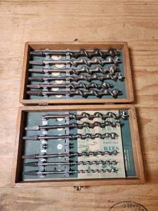 lot 508 image: Auger Bit Set 2-Tier Wood Box Wilmington Ohio USA