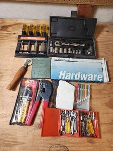 lot 512 image: Hand Tools Lot Socket Set, Punch Chisel Set, Drill Index, Precision Pliers, Wrenches