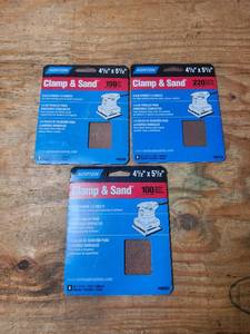 lot 522 image: Norton Clamp & Sand Palm Sander 14 Sheets 3-Pack Assorted Grit