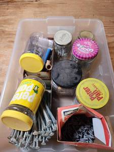 lot 526 image: Hardware Fasteners Assorted Lot Nails Screws Bolts Container