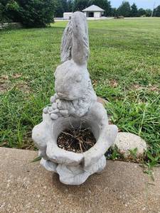 lot 612 image: Rabbit Figurine Planter 14 inches Tall Garden Decor