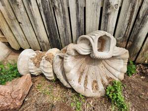 lot 631 image: Large Two Tier Concrete Shell Fountain with Pedestal&nbsp