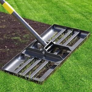 lot 4555 image: Heavy Duty Lawn Leveling Rake, Stainless Steel Leveler 17x10, 28-72 Handle