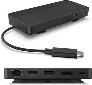 lot 4569 image: Lenovo USB-C Travel Dock 7 Ports, Integrated Cable, 2x 4K Displays, Black