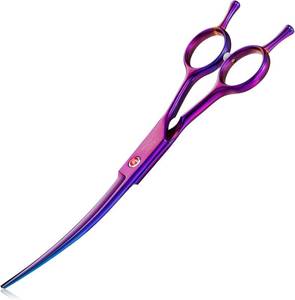 lot 4575 image: JASON Curved Dog Grooming Scissors - 7 Up-Curved Trimming Shears Purple