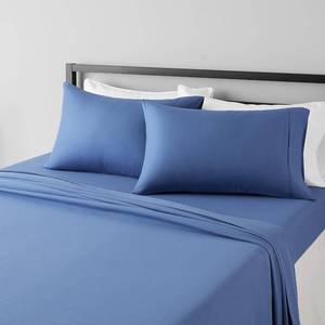 lot 4576 image: Amazon Basics Microfiber 4-Piece Bed Sheet Set, King, Dutch Blue